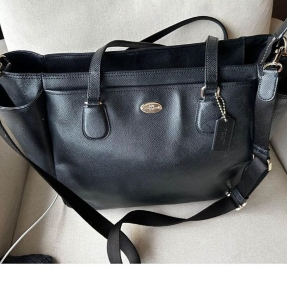 large leather Coach diaper bag